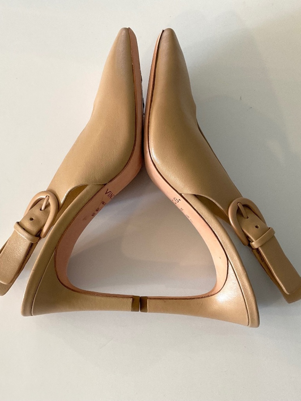 VINCE Leather Heels in Cappuccino Size 7 LIKE NEW - Picture 6 of 13